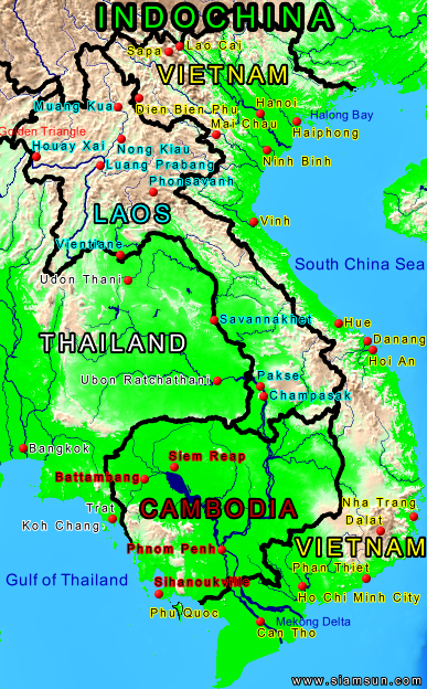 Karte Indochina - Siam Sun Tours